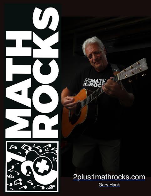 Gary playing guitar with MathRocks logo